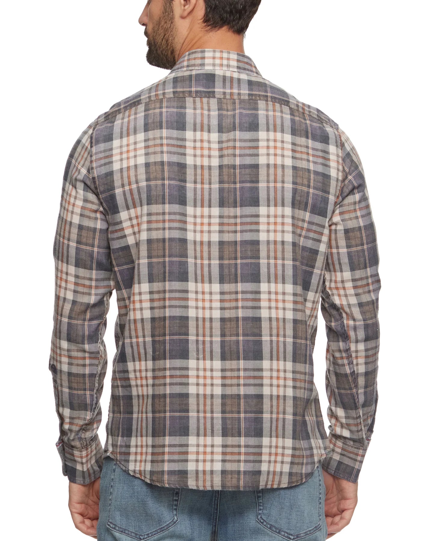 FLAG & ANTHEM MELLWOOD BUTTON DOWN - CHARCOAL/CREAM/BROWN