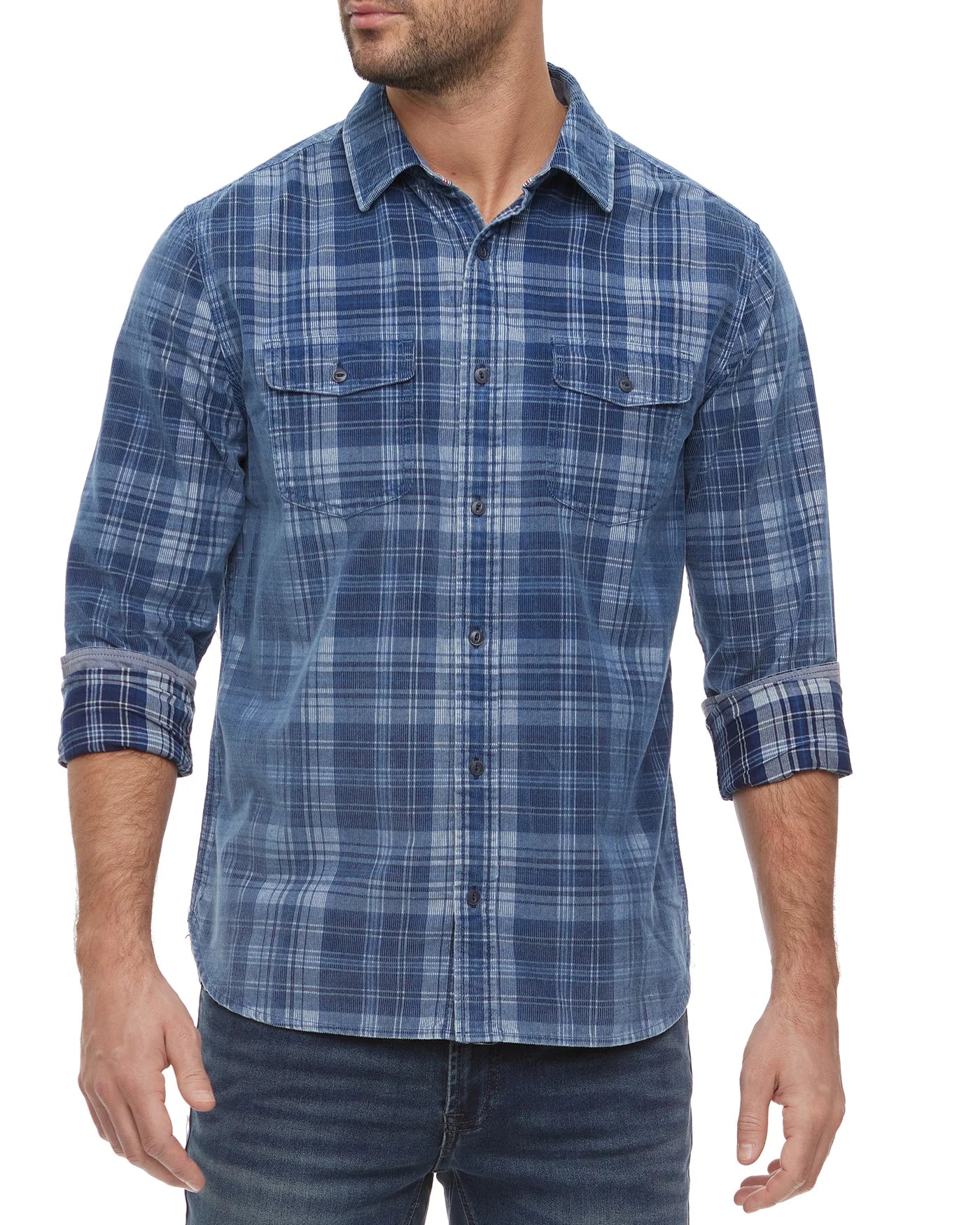 FLAG & ANTHEM WINSLOW CORDUROY BUTTON DOWN - LIGHT BLUE/NAVY