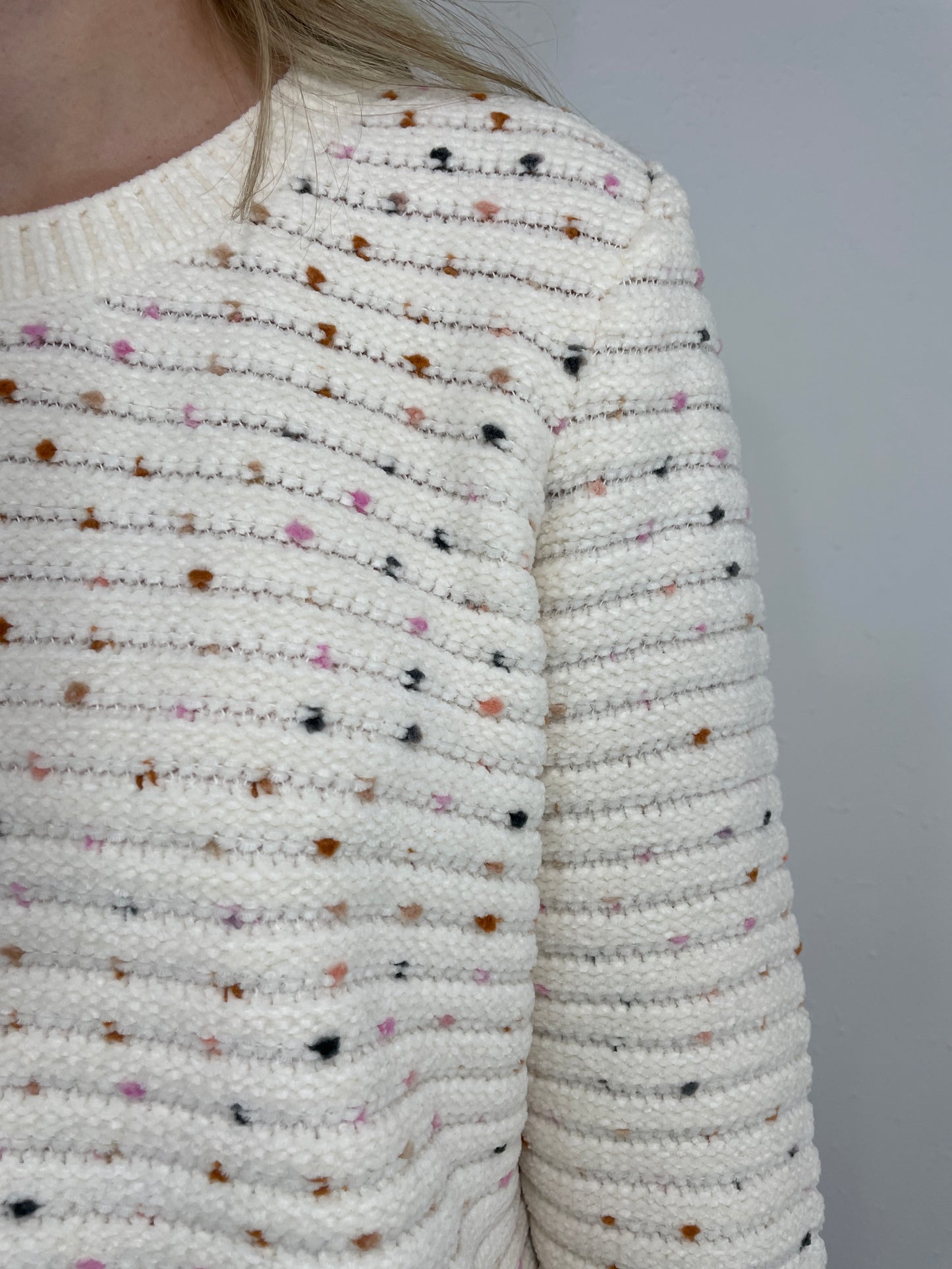 TRIBAL FLY LIKE CONFETTI SWEATER - CREAM MULTI