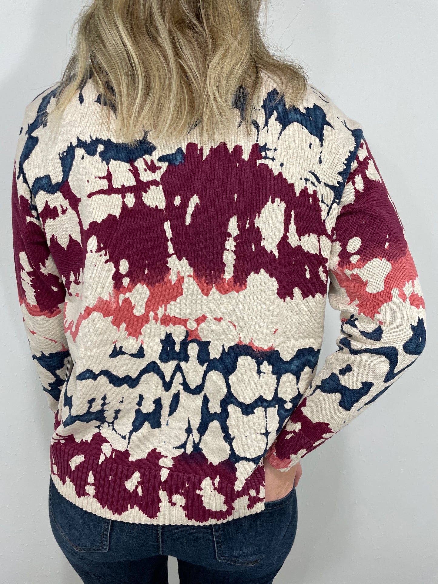 TRIBAL PAINT SPLATTER SWEATER - TAN MULTI