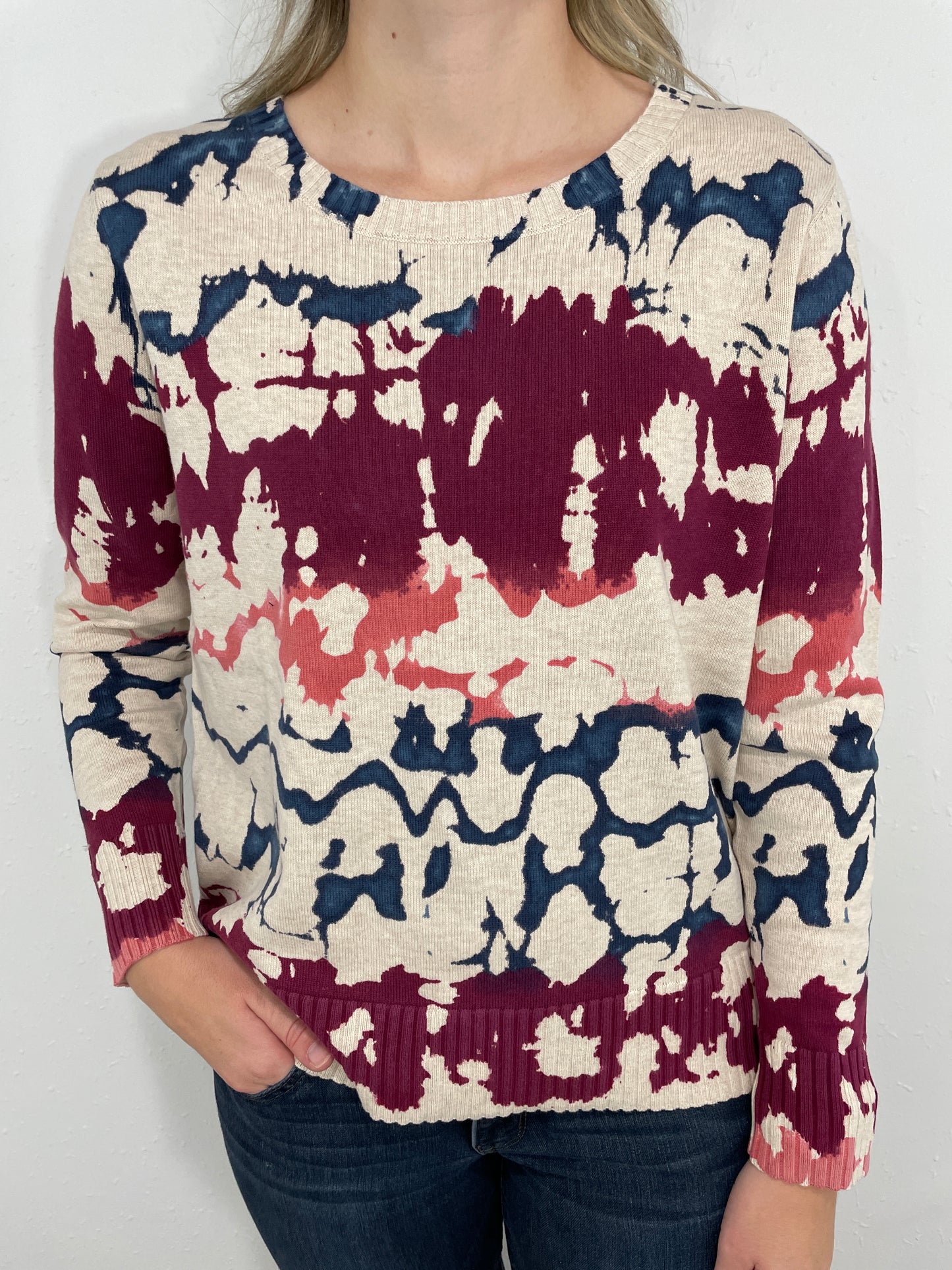 TRIBAL PAINT SPLATTER SWEATER - TAN MULTI