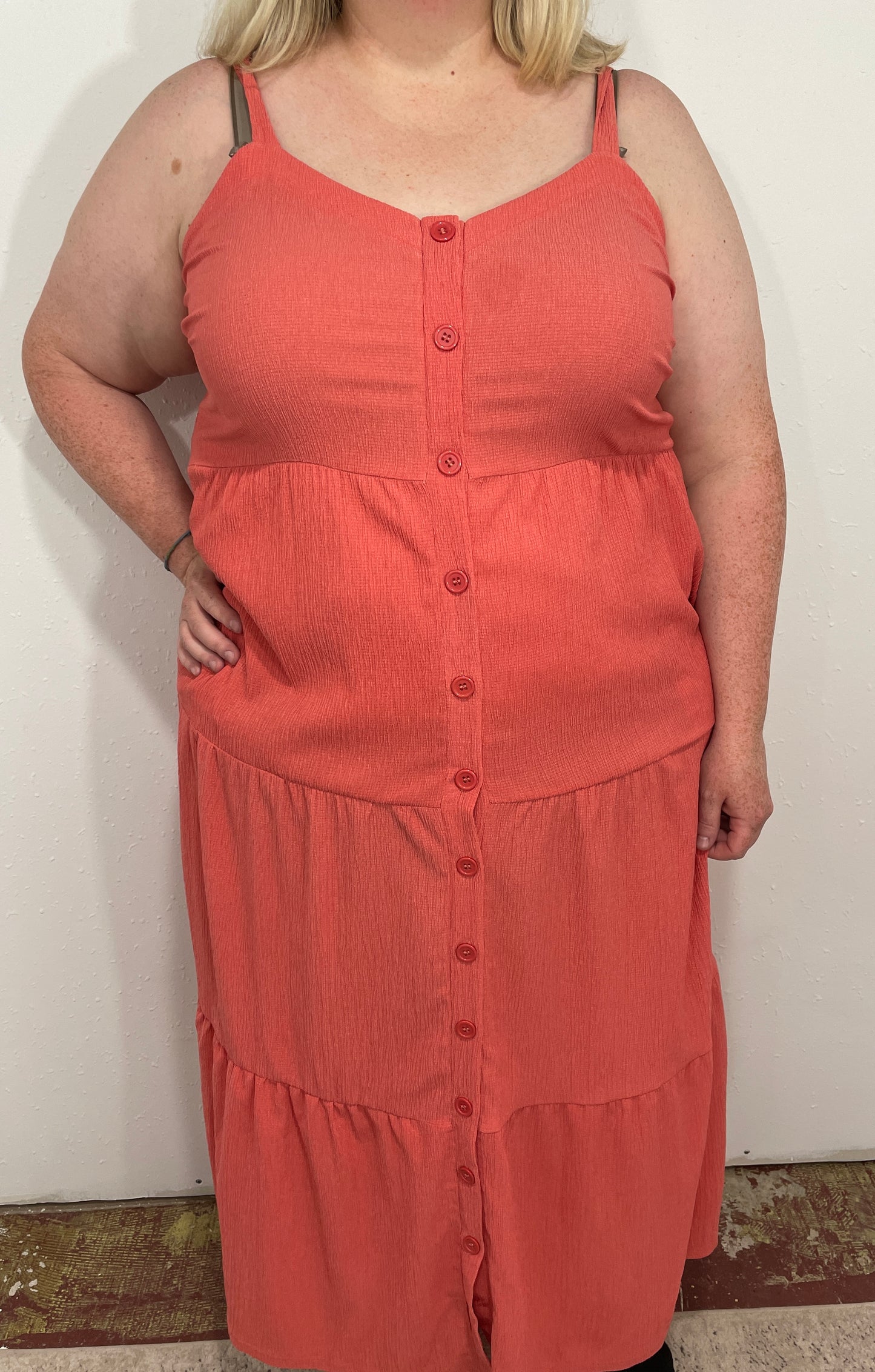 PUSH YOUR BUTTONS GAUZE MAXI DRESS