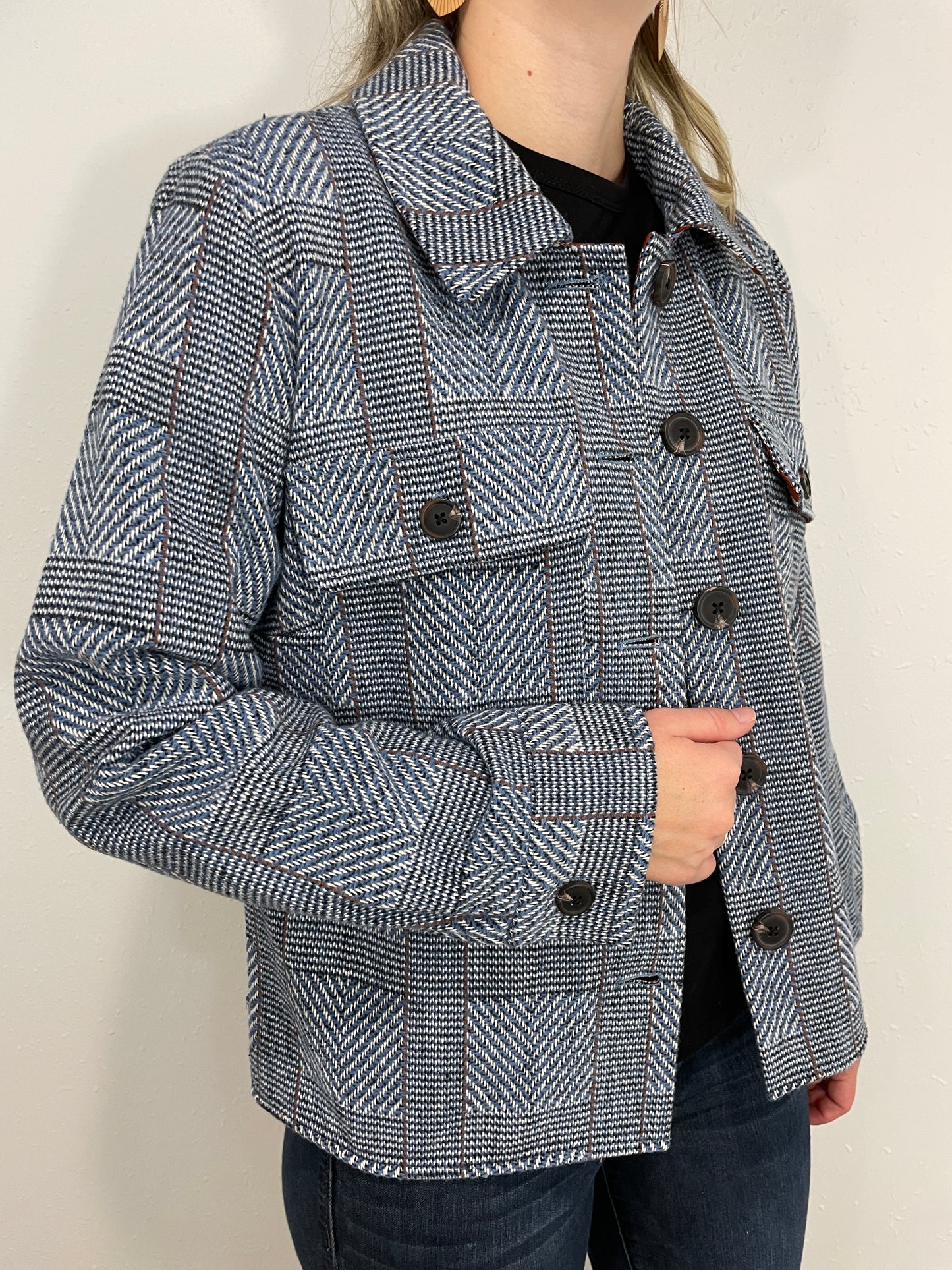TRIBAL STATEMENT PLAID JACKET - BLUE LAKE