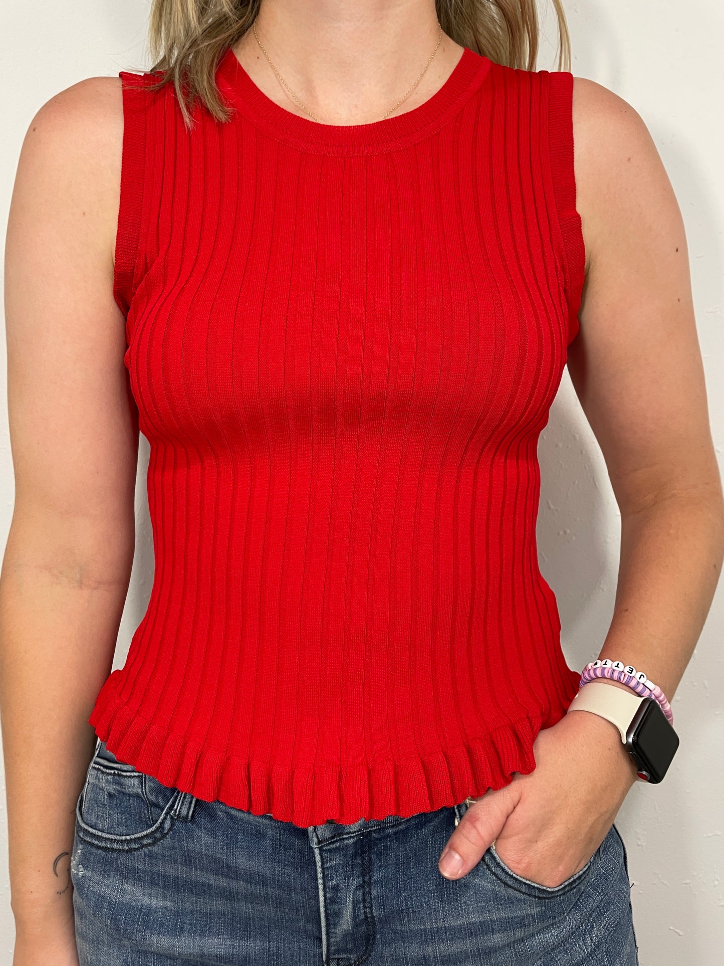 RIBBED FRILL TANK