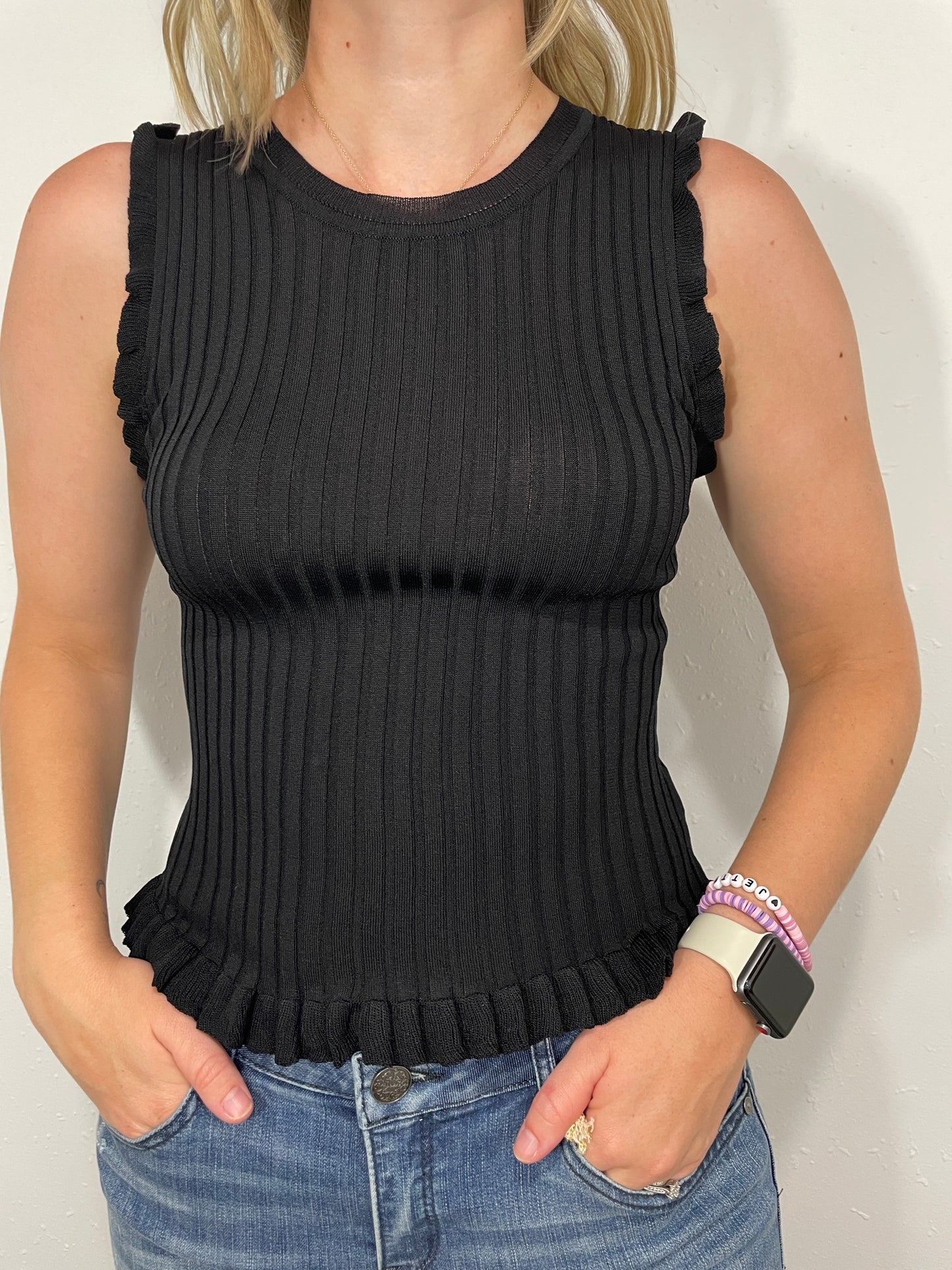 RIBBED FRILL TANK