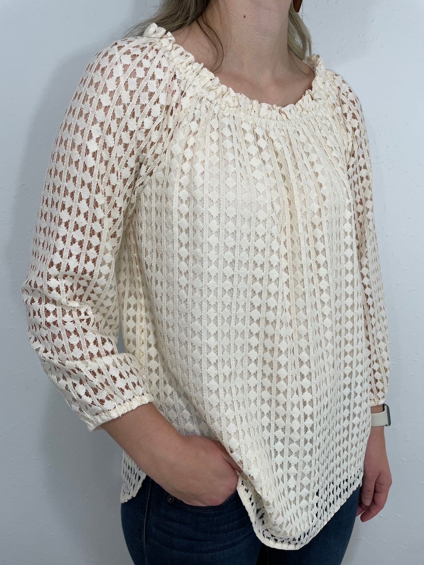 LACEY PEASANT TOP - SANDSTONE