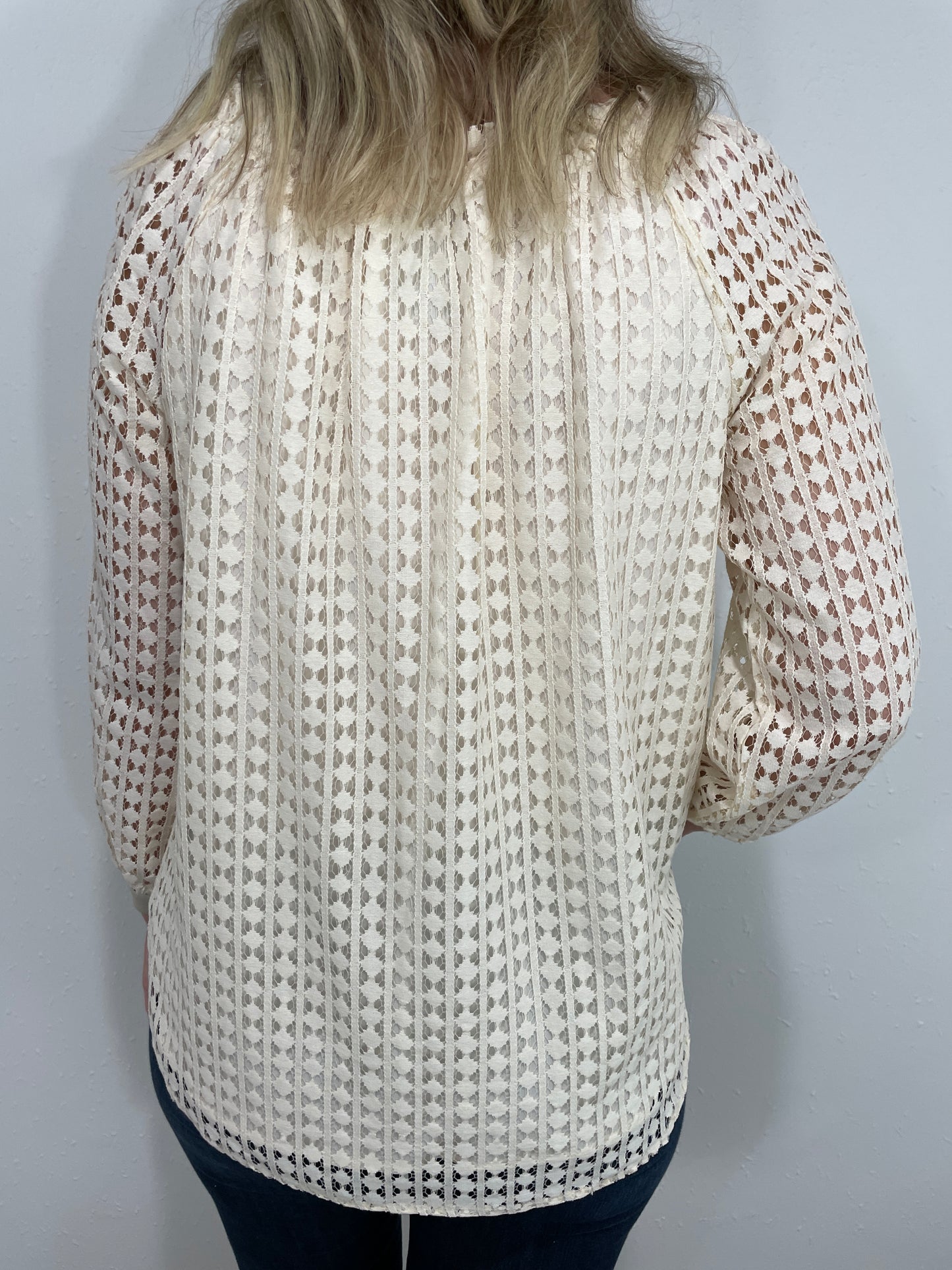 LACEY PEASANT TOP - SANDSTONE