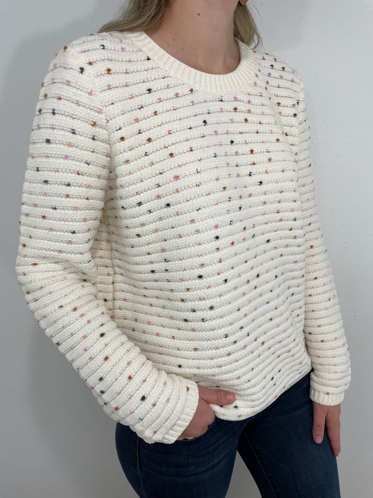 TRIBAL FLY LIKE CONFETTI SWEATER - CREAM MULTI