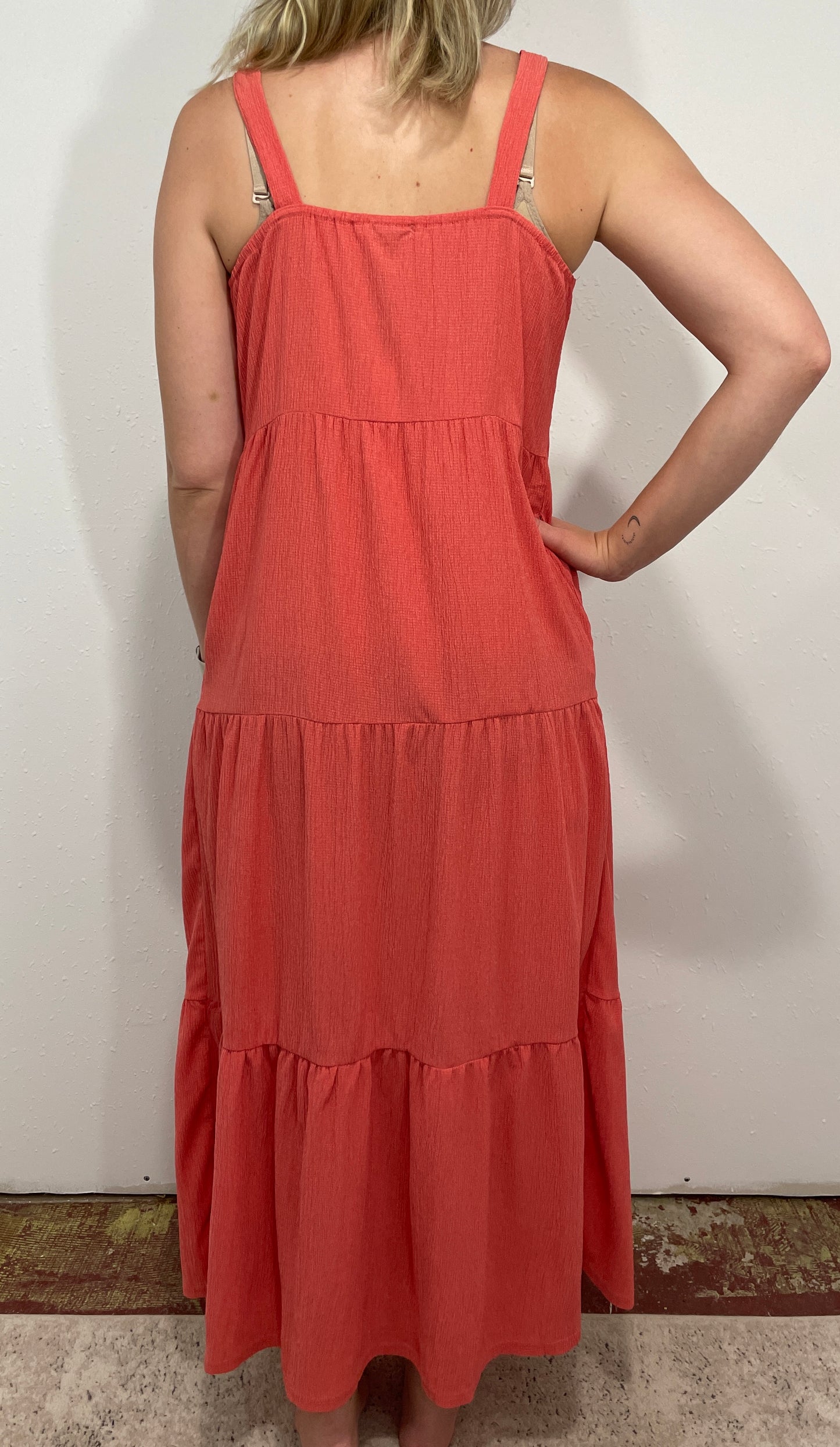 PUSH YOUR BUTTONS GAUZE MAXI DRESS