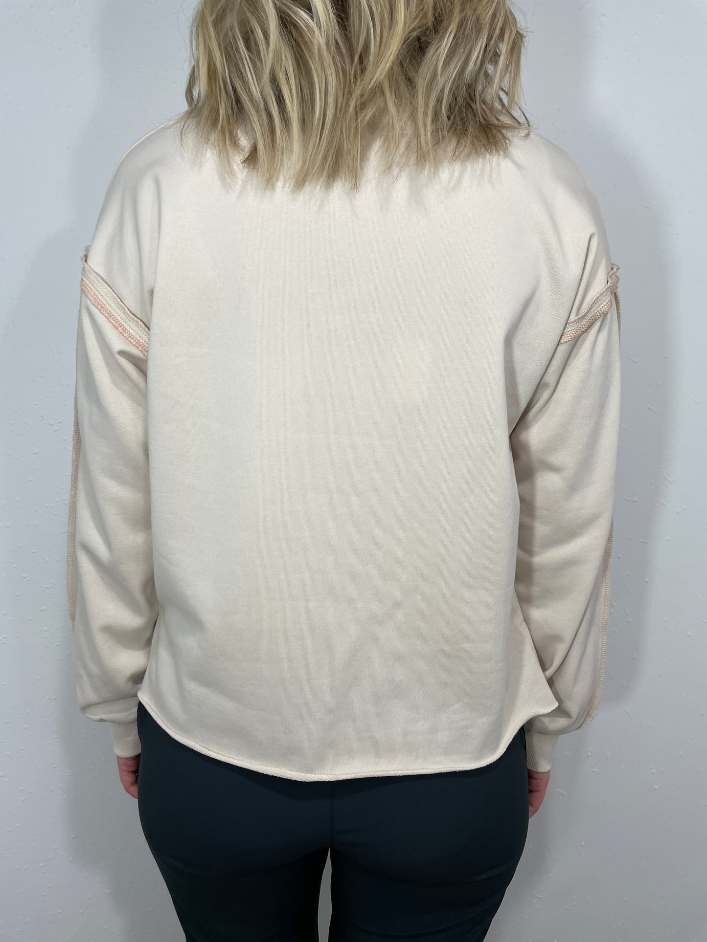 CAMPFIRE SNAP 3/4 BUTTON DOWN SWEATSHIRT - ECRU