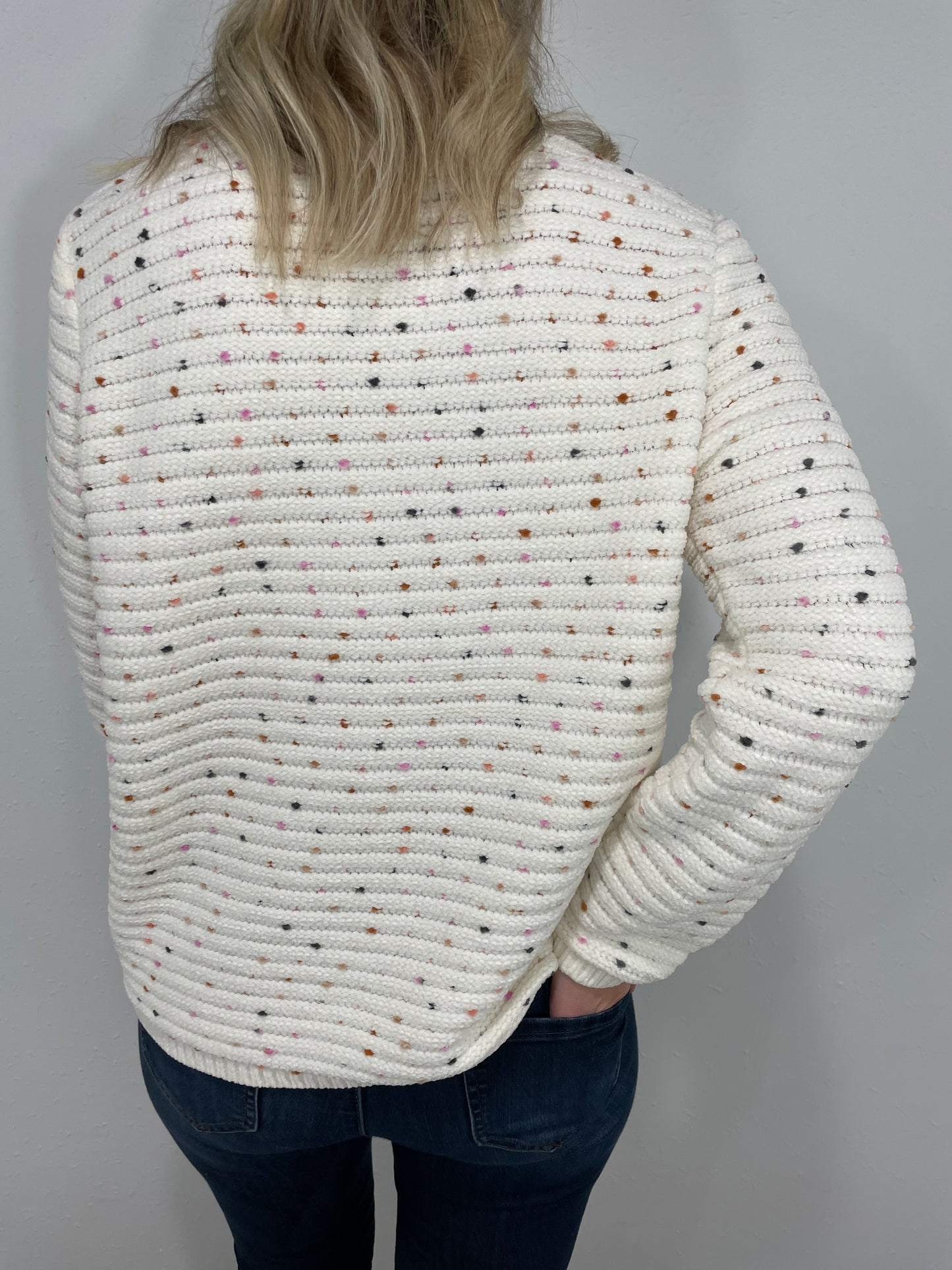 TRIBAL FLY LIKE CONFETTI SWEATER - CREAM MULTI