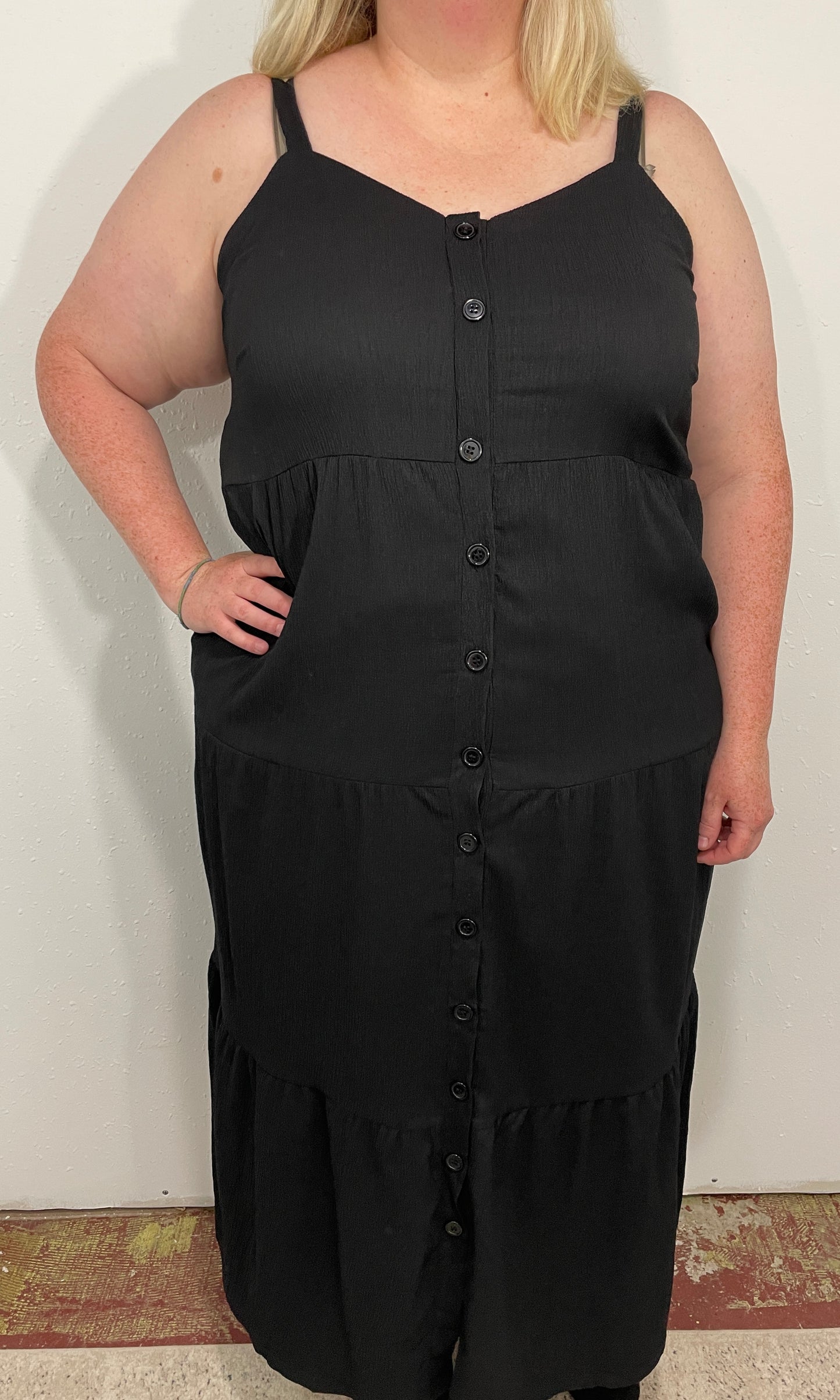 PUSH YOUR BUTTONS GAUZE MAXI DRESS