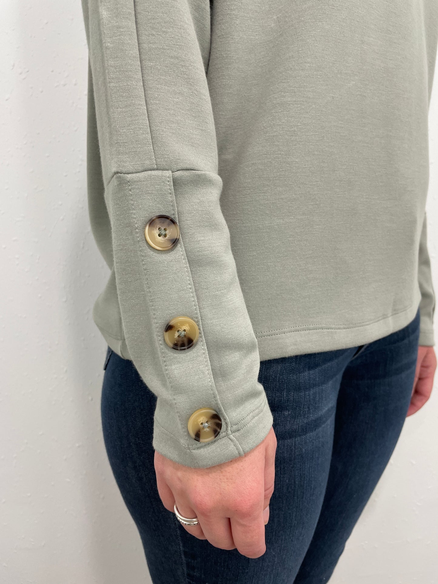 TRIBAL SUPER SOFT CREW NECK TOP - FOREST FOG
