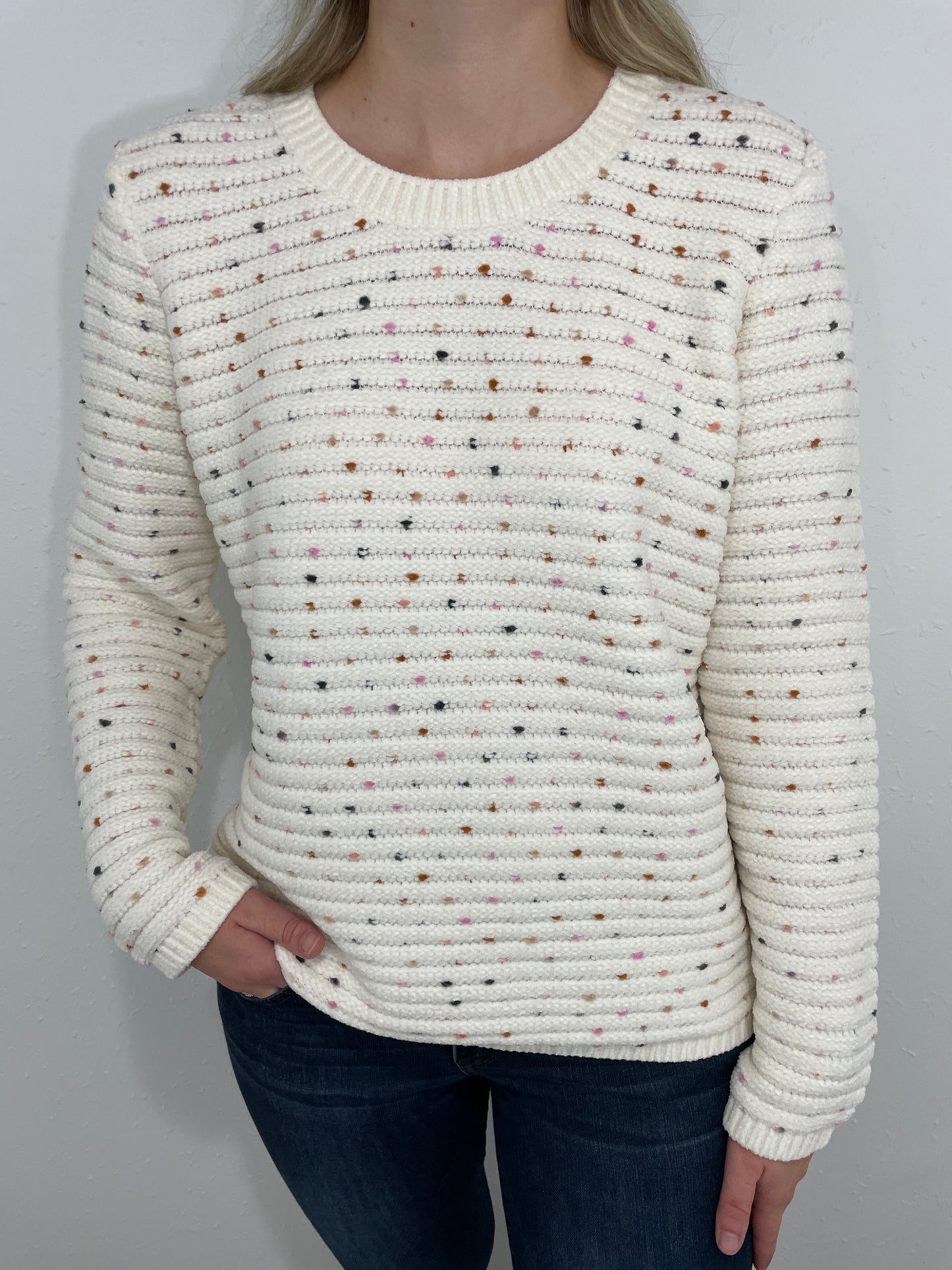 TRIBAL FLY LIKE CONFETTI SWEATER - CREAM MULTI