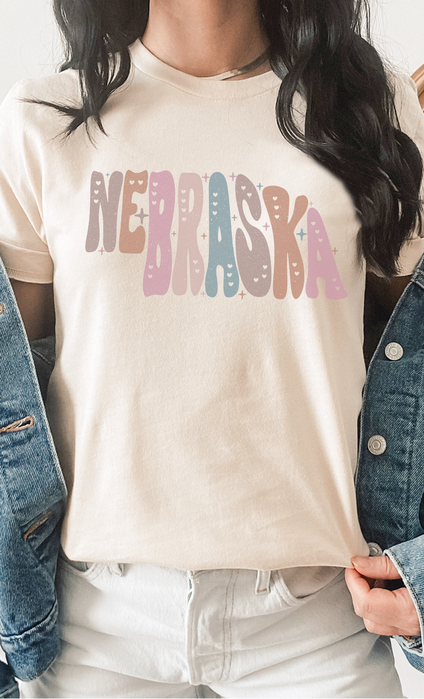 ADORNED BUBBLE NEBRASKA TEE - CREAM