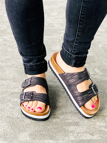 CORKY'S BEACH BABE SANDAL - BLACK METALLIC