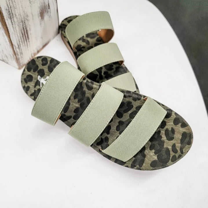 CORKY'S DAFNE SANDAL - OLIVE LEOPARD