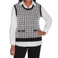 HOUNDSTOOTH VEST/BLOUSE 2FER - BLACK/WHITE