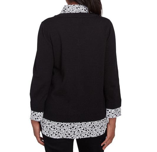 HEART TRIM 2-IN-1 SWEATER - BLACK/WHITE