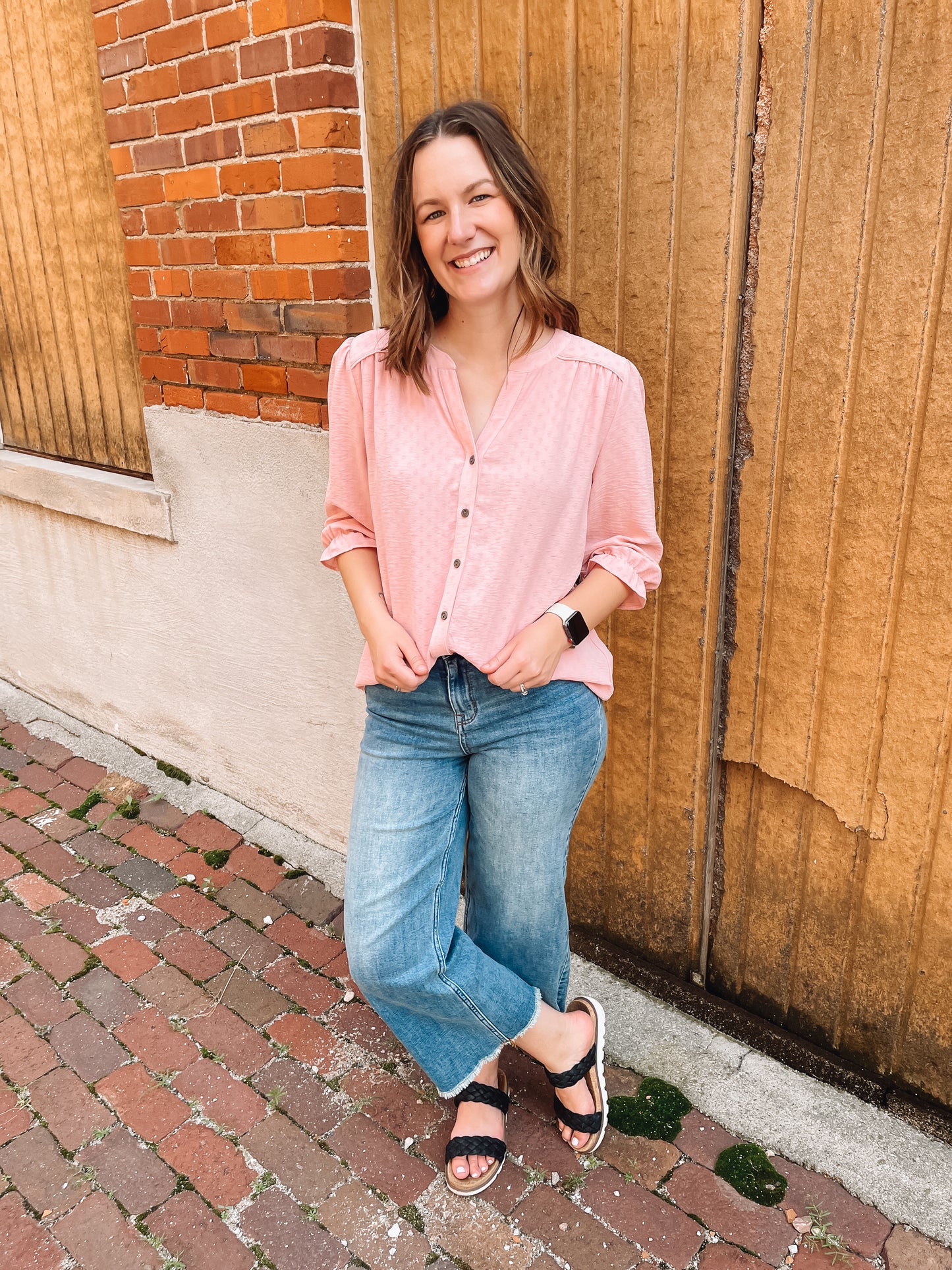 ASTRID TEXTURED BLOUSE - BLUSH