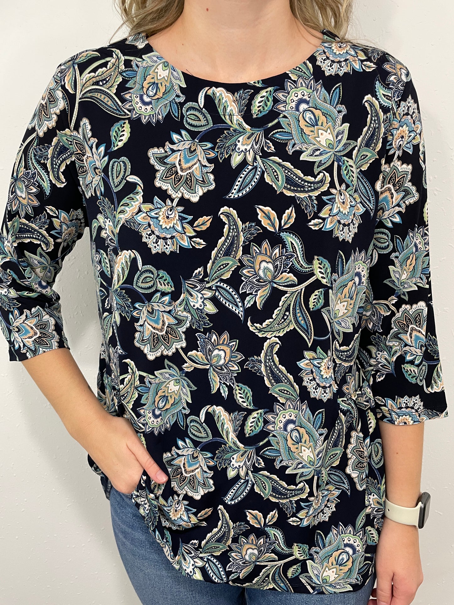 KEEP IT TOGETHER PAISLEY PRINT TOP - BLUE MULTI