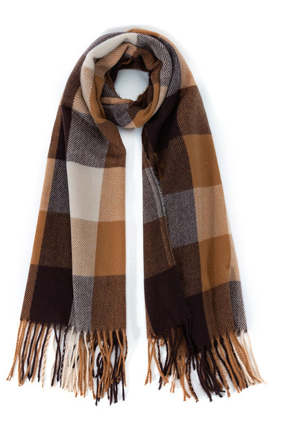 MULTI-COLORED PLAID WINTER SCARF