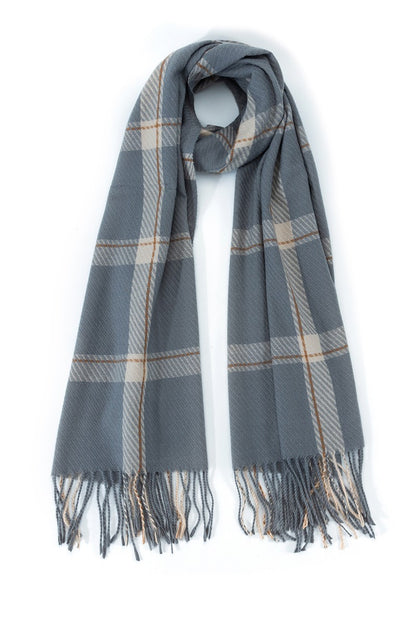 PLAID FRINGED SCARF