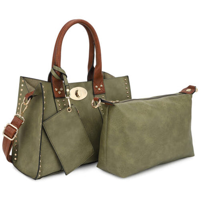 3-IN-1 STUDDED SATCHEL HANDBAG