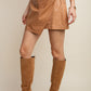 FAUX LEATHER CROSSOVER SKIRT - CAMEL