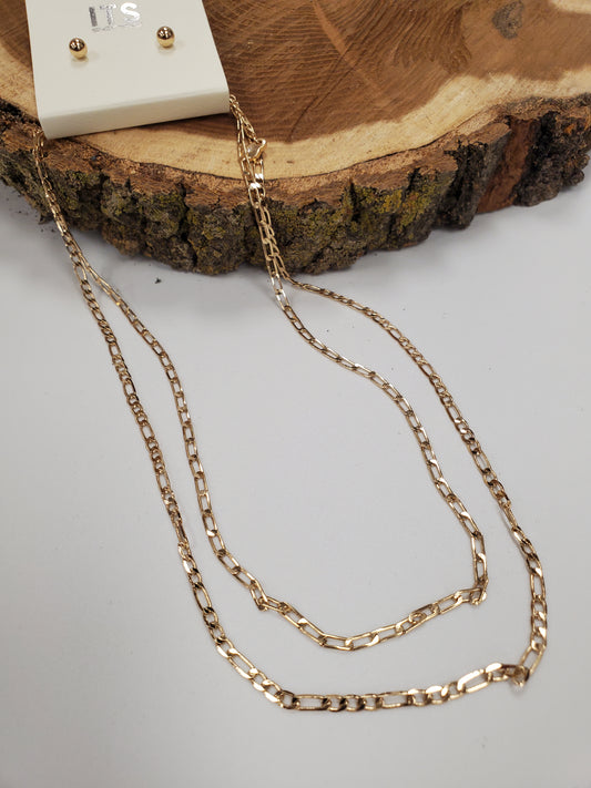 ITS SENSE DOUBLE LAYER CHAIN NECKLACE - GOLD