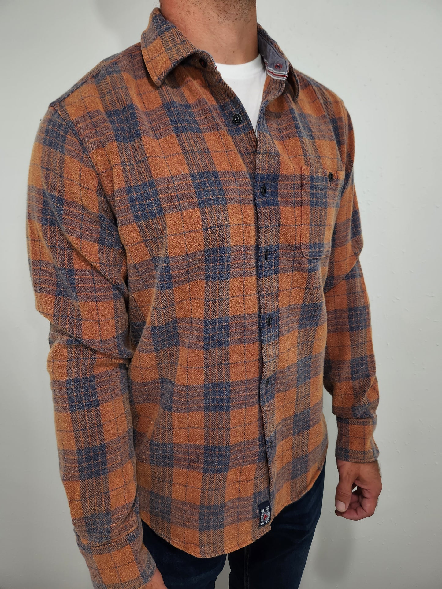 FLAG & ANTHEM RYE FLANNEL BUTTON DOWN - RUST/NAVY