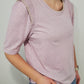 SWEET SERENITY CONTRAST STITCH TOP - LAVENDER