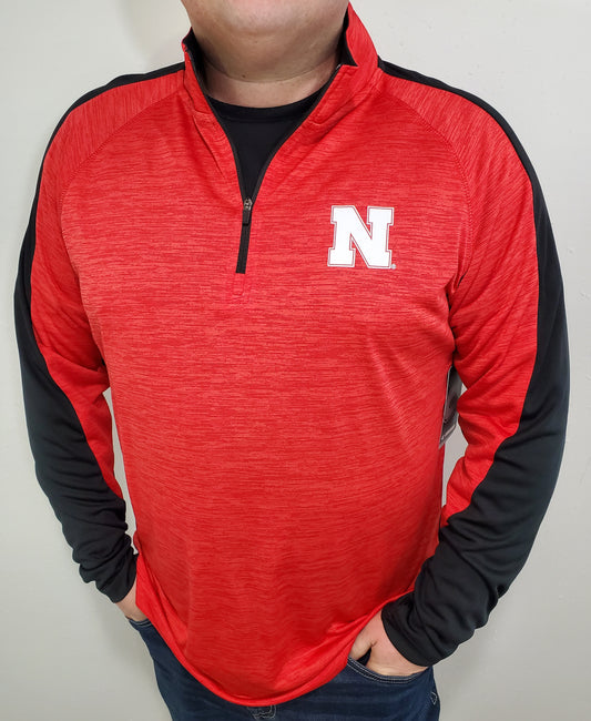 NEBRASKA LANGMORE 1/4 ZIP WINDSHIRT - RED/BLACK