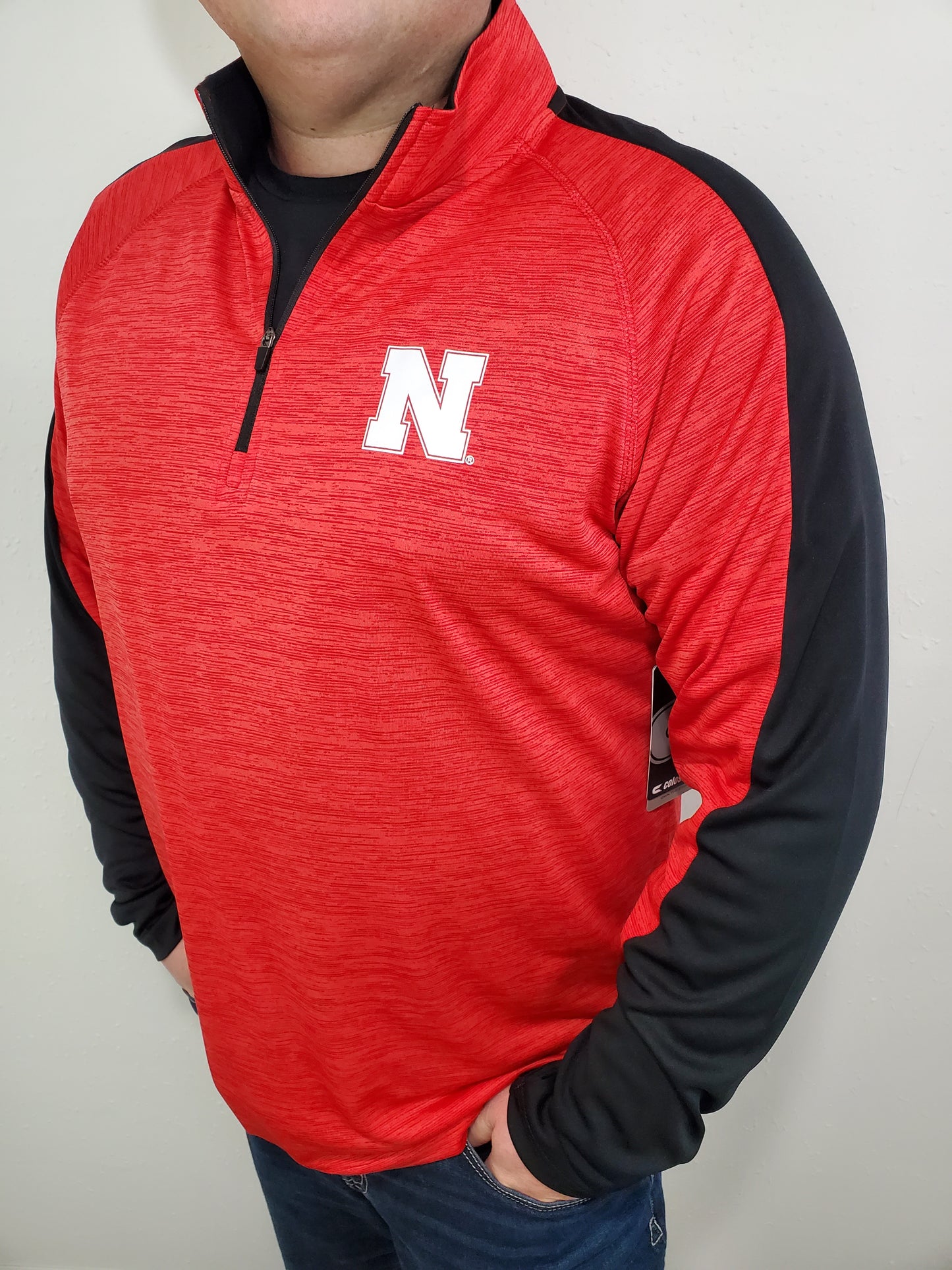 NEBRASKA LANGMORE 1/4 ZIP WINDSHIRT - RED/BLACK