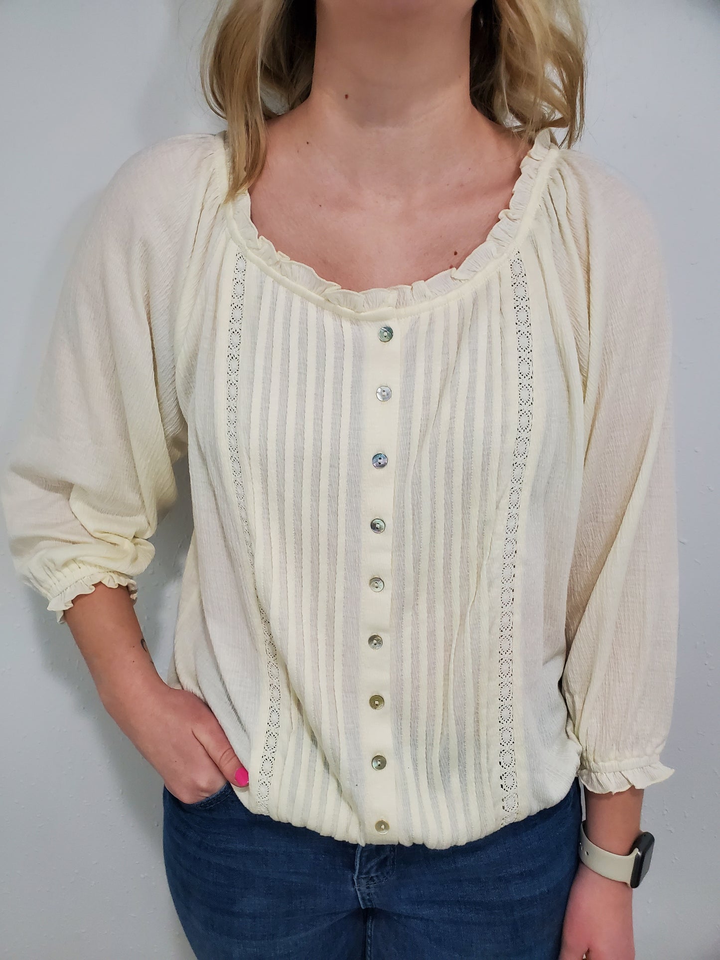 DAYDREAMIN' PEASANT TOP - VANILLA