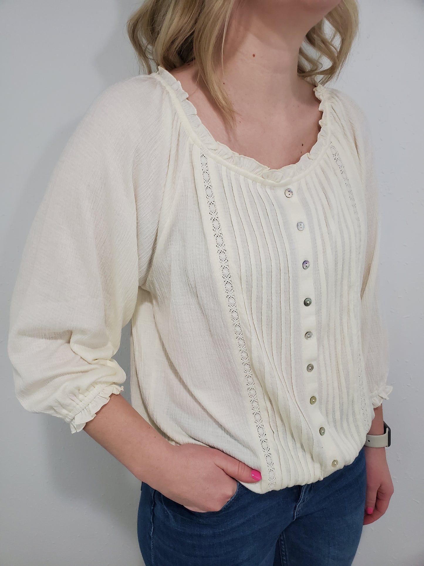 DAYDREAMIN' PEASANT TOP - VANILLA