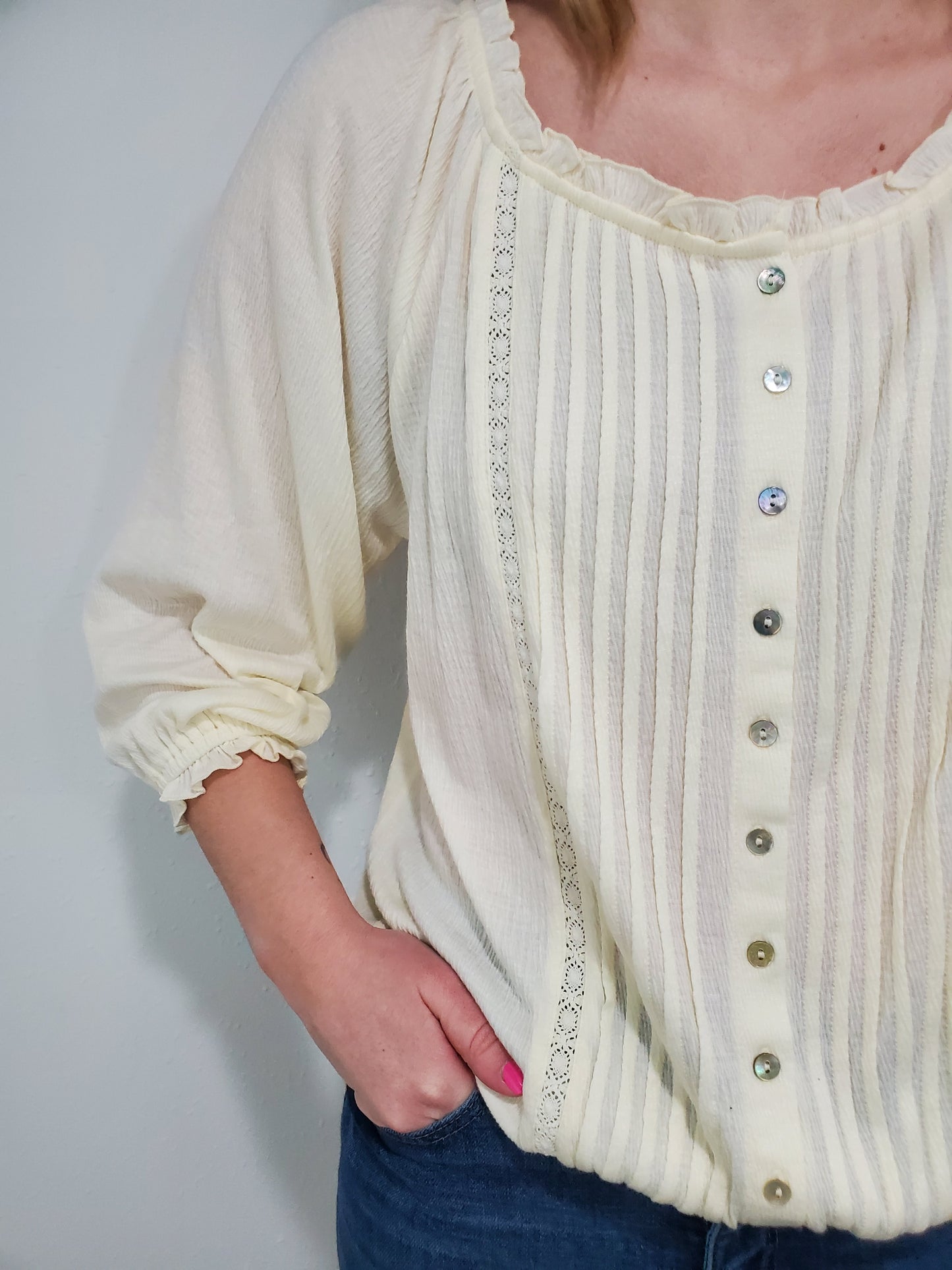 DAYDREAMIN' PEASANT TOP - VANILLA