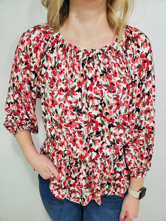FORGET ME NOT PRINTED TOP - RASPBERRY MULTI