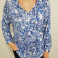 BLOOMING BRIGHT FLORAL TOP - WHITE/BLUE
