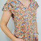 FLUTTER AWAY FLORAL TOP - CORAL MULTI