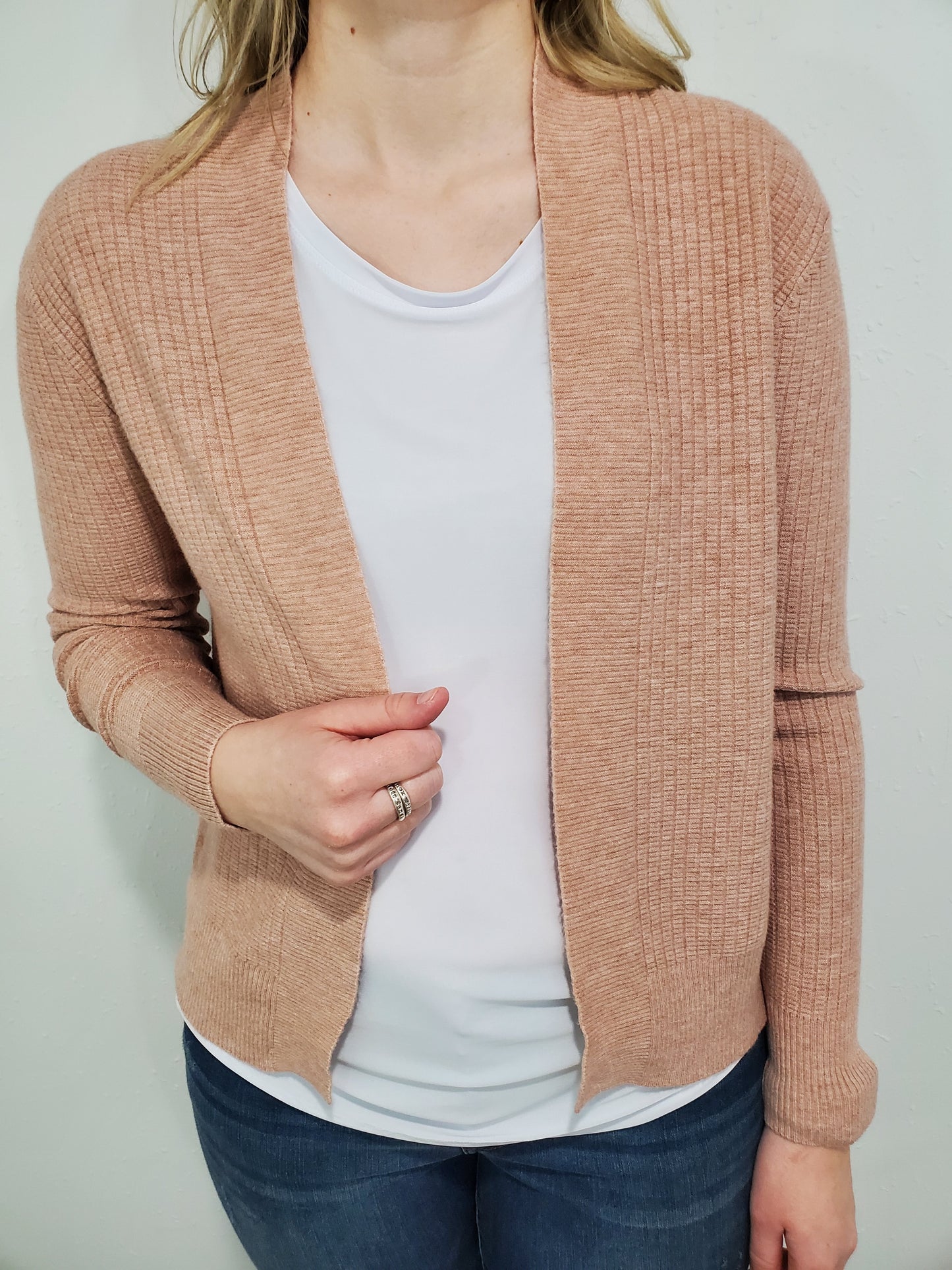 SIMPLE TEXTURED CARDIGAN - MAUVE