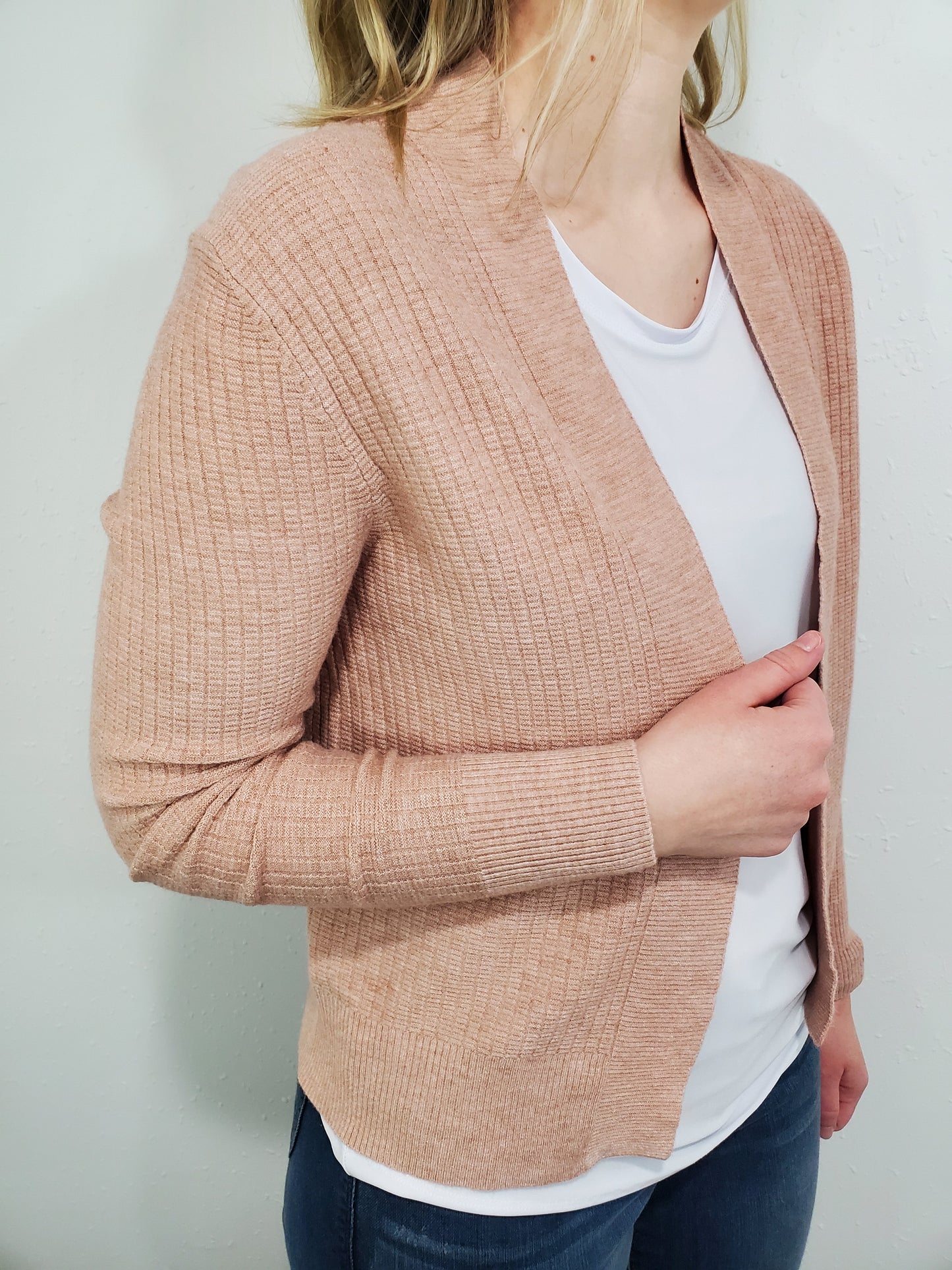 SIMPLE TEXTURED CARDIGAN - MAUVE