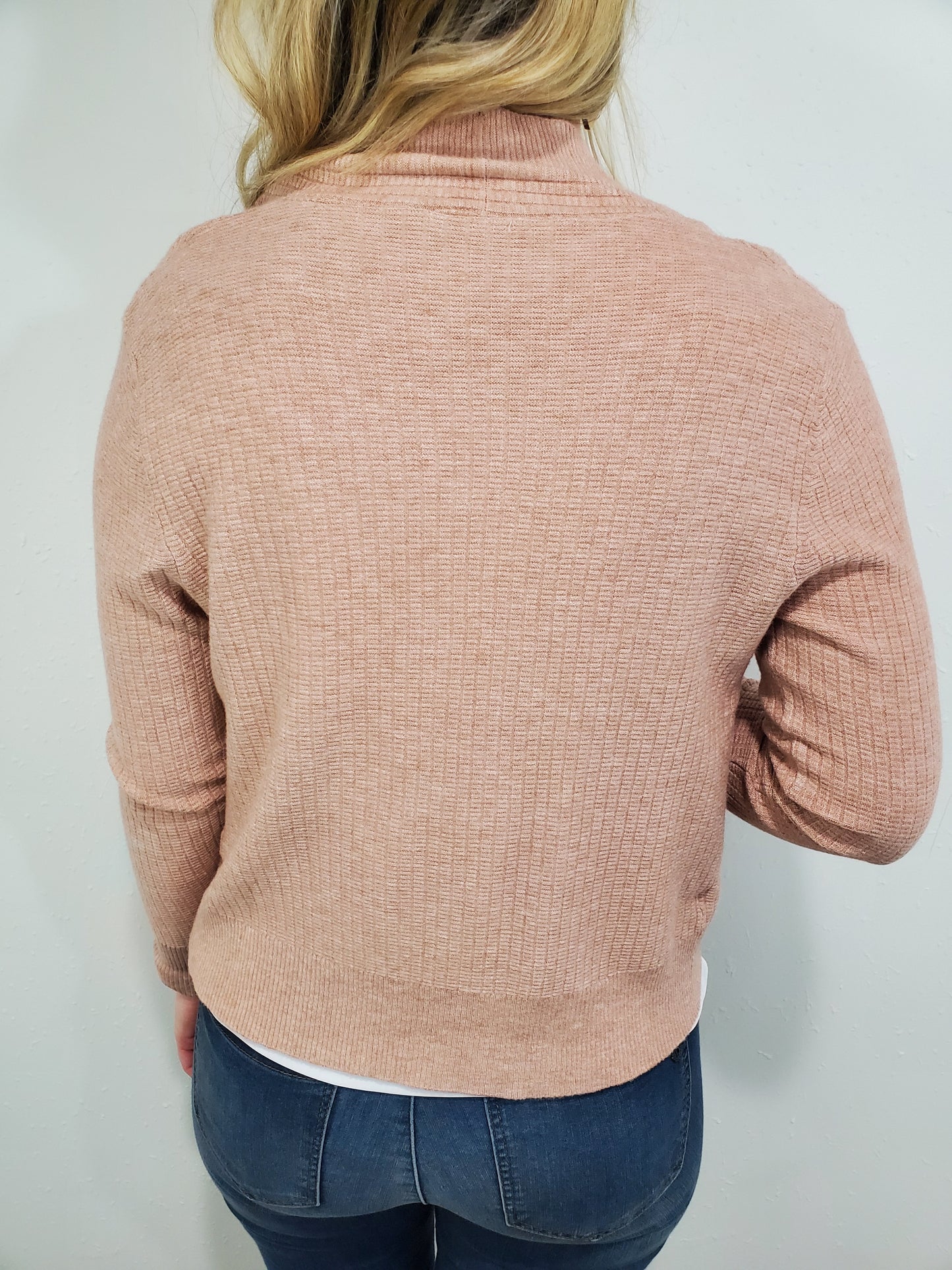 SIMPLE TEXTURED CARDIGAN - MAUVE