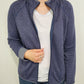 ZIP UP HEATHERED JACKET - NAVY