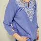 EMBROIDERED TIE SLEEVE TOP - LILAC