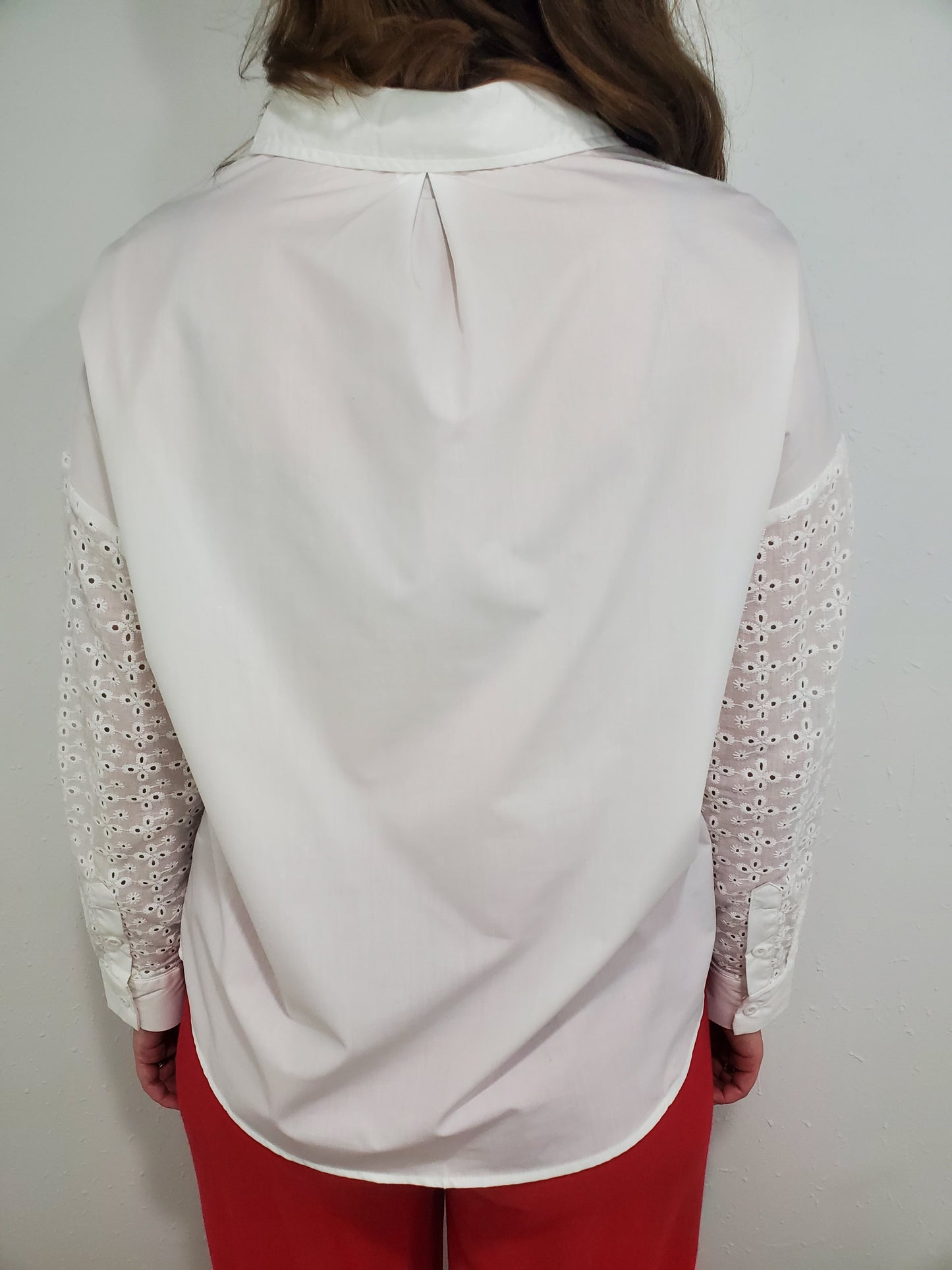 SEYMOUR EYELET SLEEVE BLOUSE - WHITE