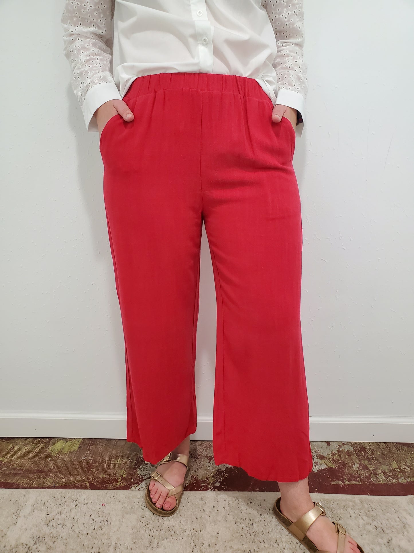 RAVEN WIDE LEG PANT - RED