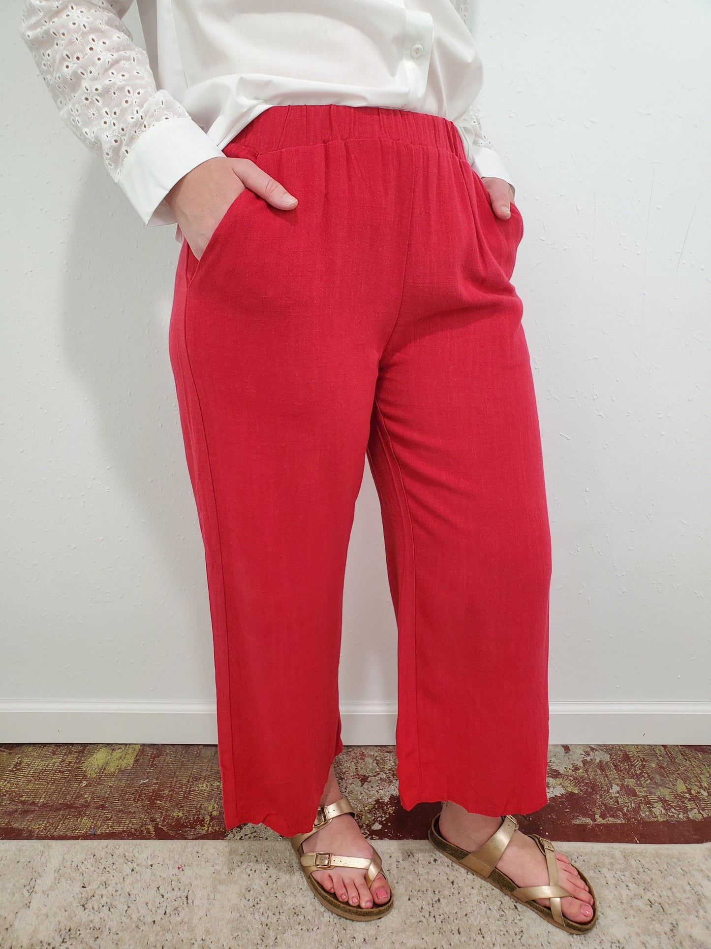 RAVEN WIDE LEG PANT - RED