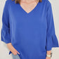 GOT THE BLUES V NECK TOP - DEEP ROYAL