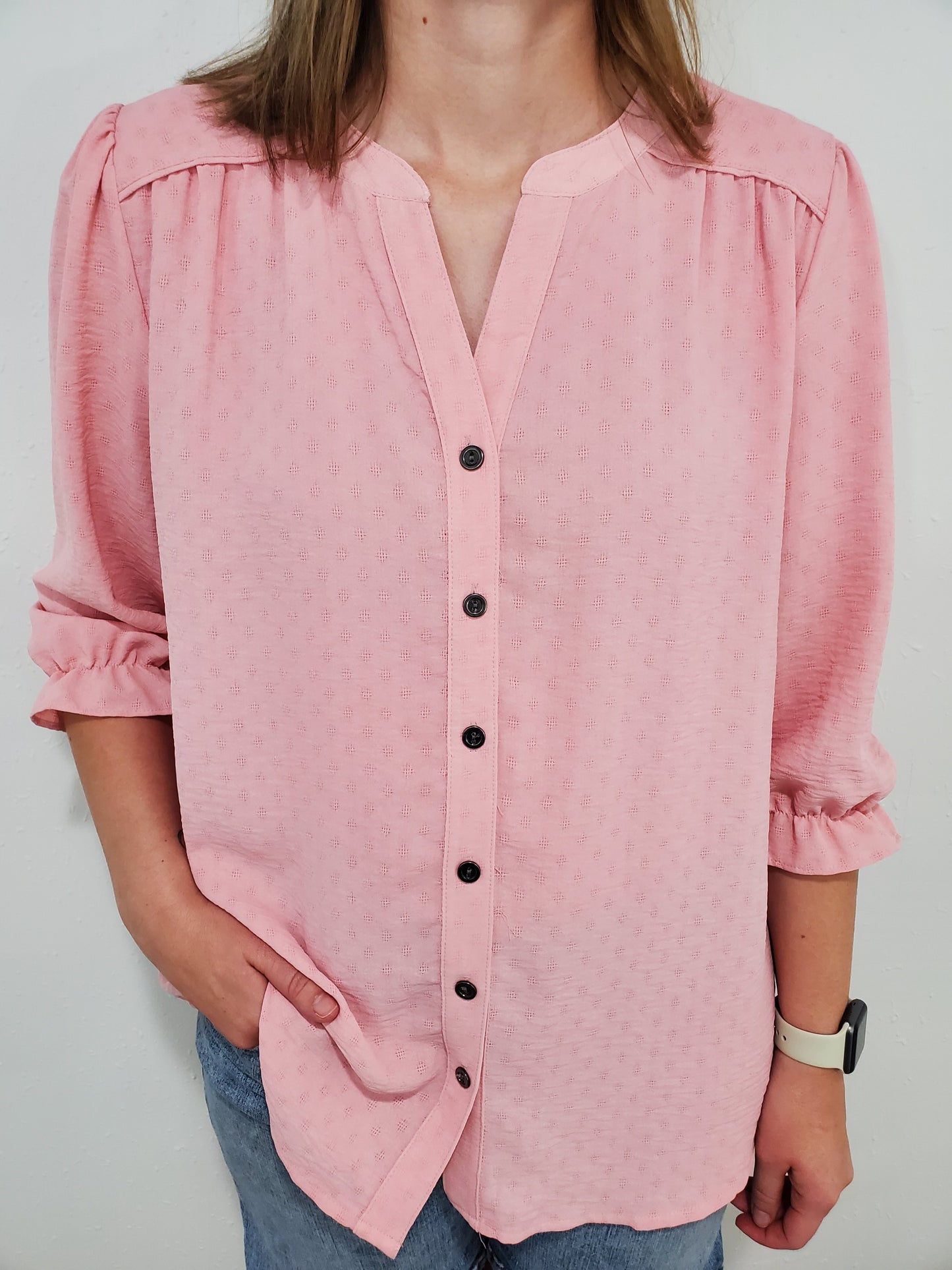 ASTRID TEXTURED BLOUSE - BLUSH